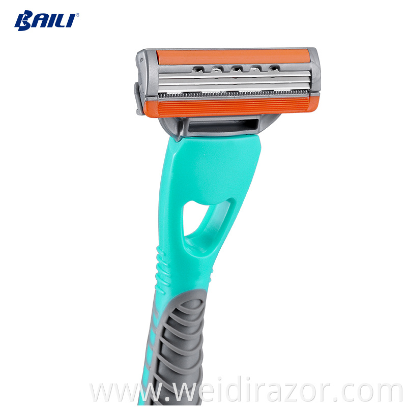 China best shaving razor factory manufacturing triple blade head plastic handle system razor